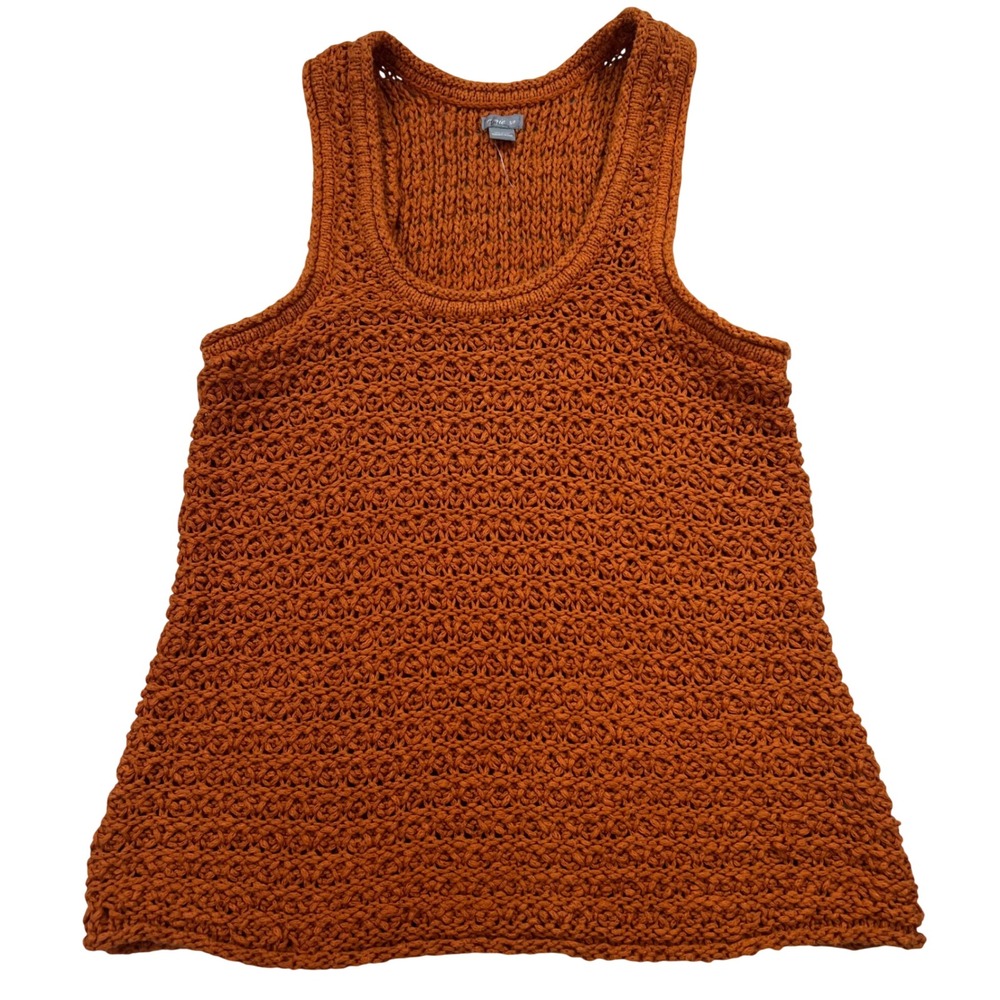 Aerie Crochet Knit Tank Top Womens Small S Burnt Orange Rust Scoop Neck Boho